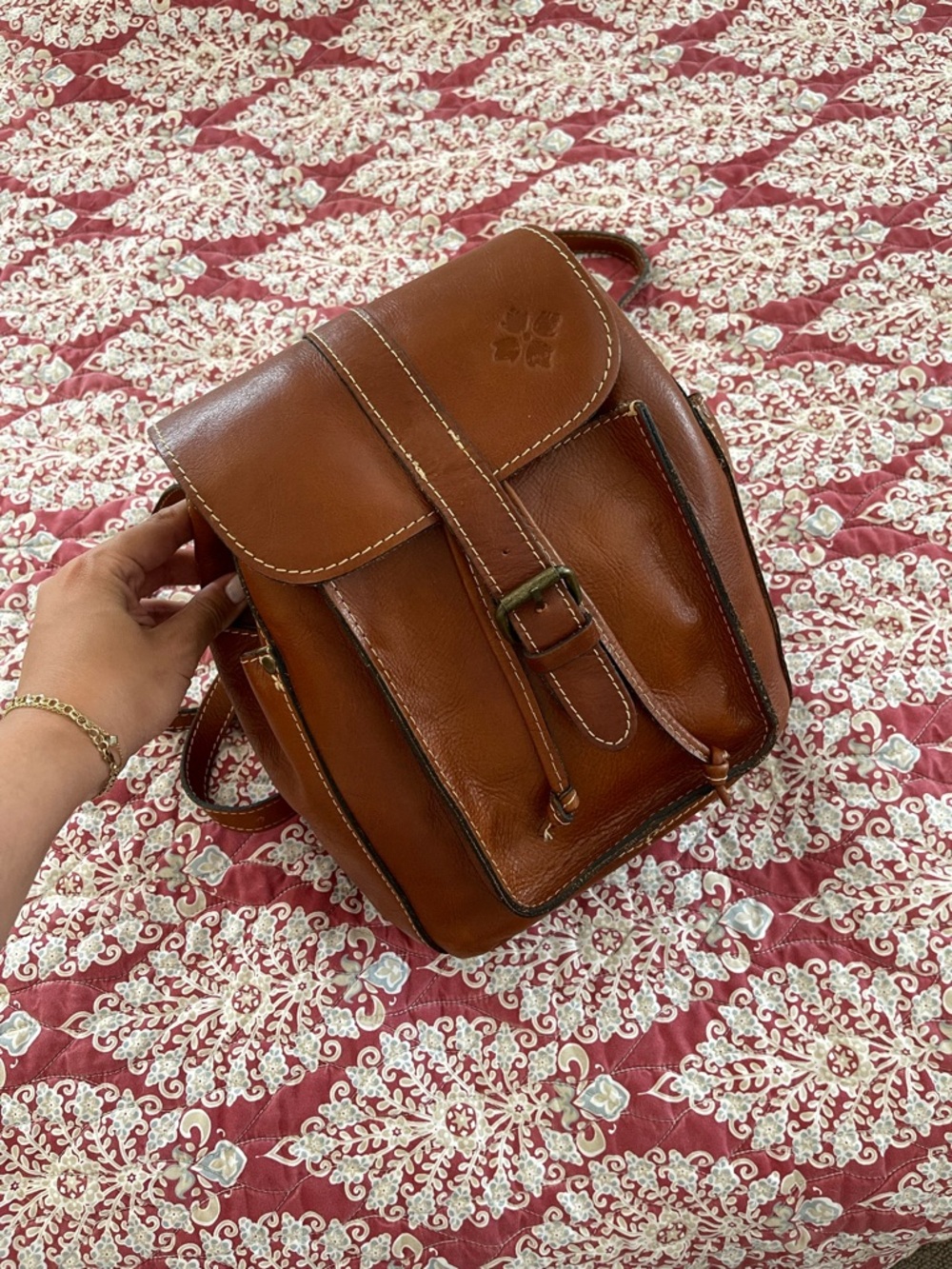 Patricia Nash Burnished Cognac Leather Backpack - Picture 4 of 7